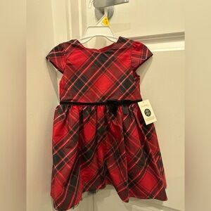 George Red and Black Plaid Velvet-Waist Dress size 18-24months